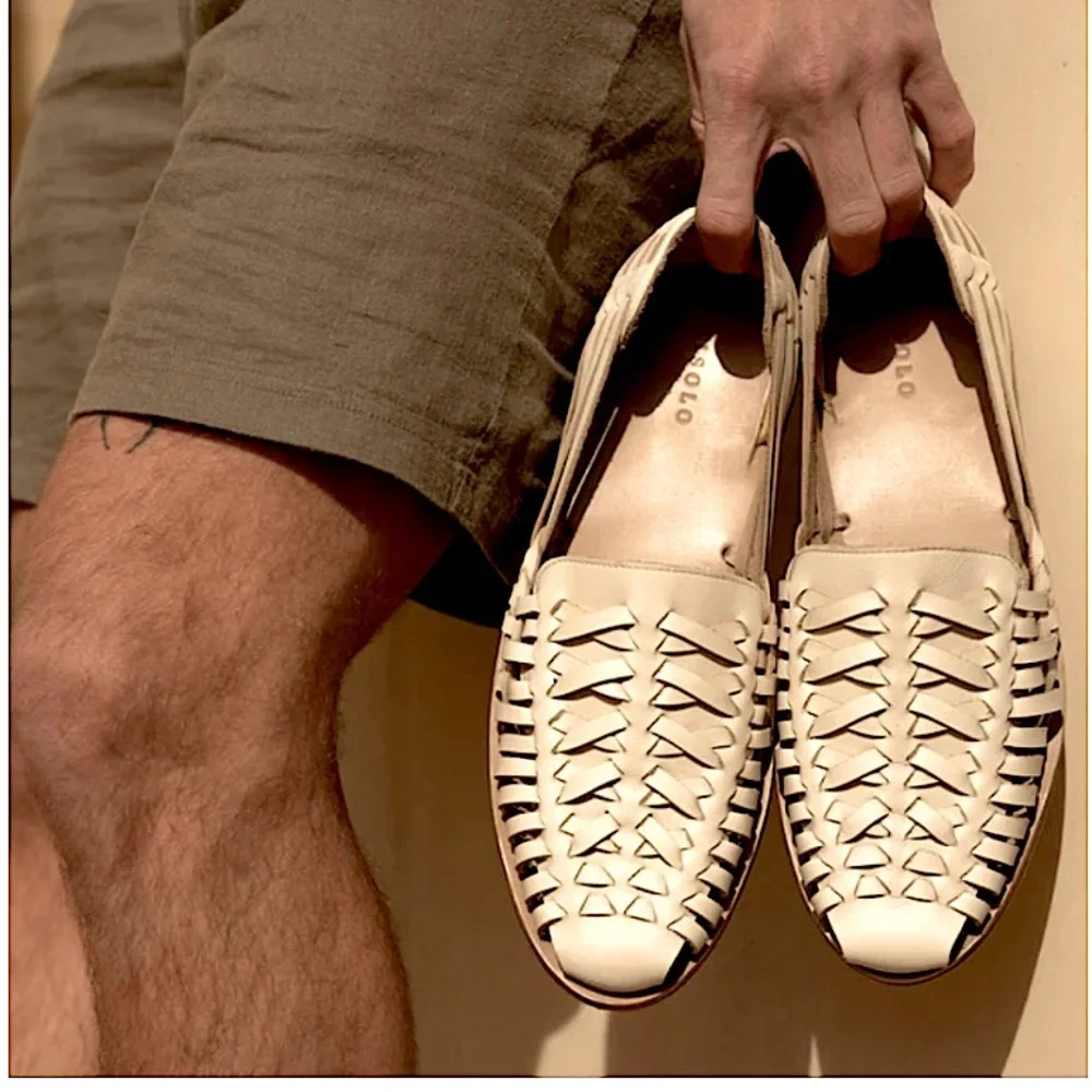 Nisolo Huarache Sandals Handwoven Leather Loafers Summer Casual Bone Sz 9 - 9.5